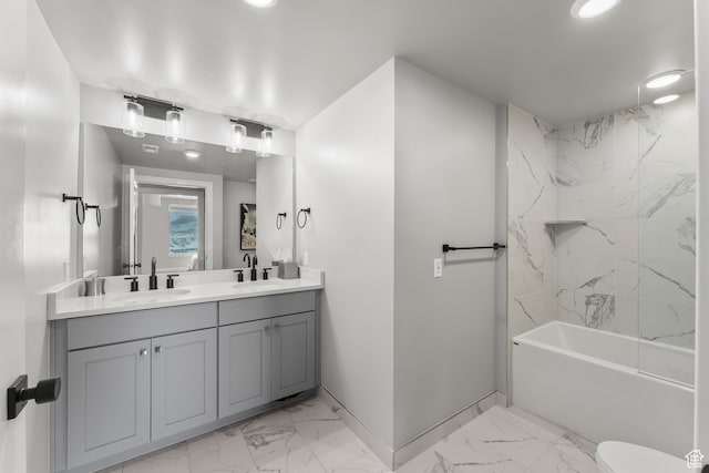 909 W Peace Tree Trl Unit 507, Heber City, UT 84032 - full bathroom featuring tile flooring, tiled shower / bath, toilet, and dual bowl vanity