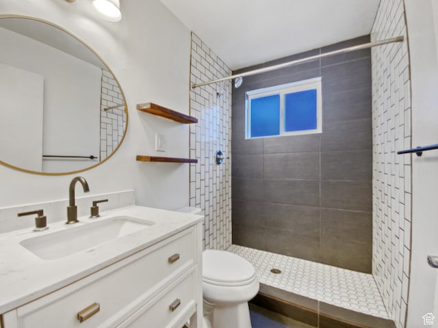 650 N 300 W Unit 218, Salt Lake City, UT 84103 - bathroom with toilet, vanity with extensive cabinet space, and a tile shower