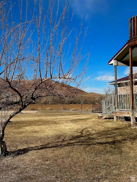 view of yard featuring a mountain view