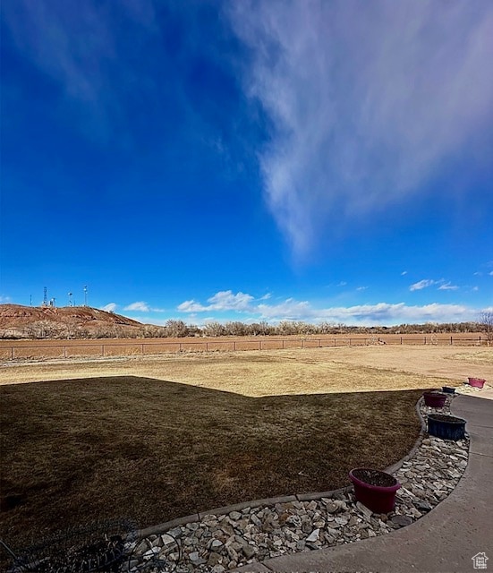 view of yard with a rural view