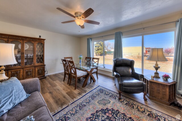 165 E 200 S, Monticello, UT 84535 - living room with ceiling fan and hardwood / wood-style flooring