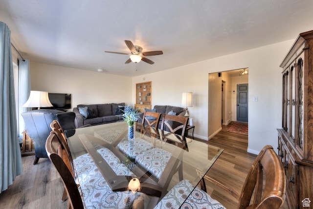 165 E 200 S, Monticello, UT 84535 - dining area with ceiling fan and dark hardwood / wood-style floors