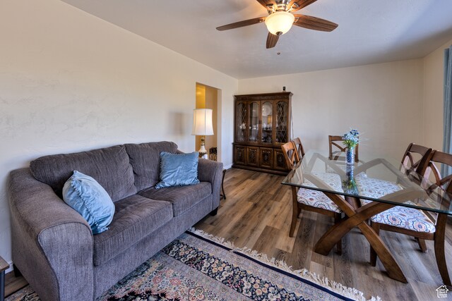 165 E 200 S, Monticello, UT 84535 - living room featuring dark hardwood / wood-style floors and ceiling fan