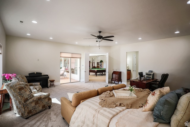 836 E St James Ln, St George, UT 84790 - interior space with light colored carpet, access to exterior, and ceiling fan