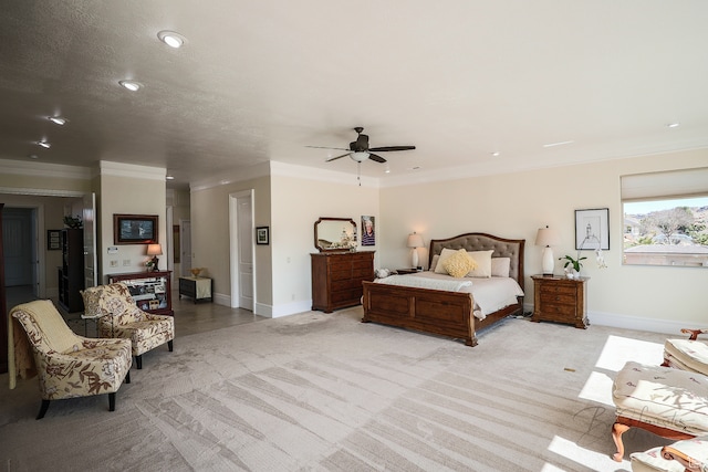 836 E St James Ln, St George, UT 84790 - carpeted bedroom with ceiling fan and crown molding