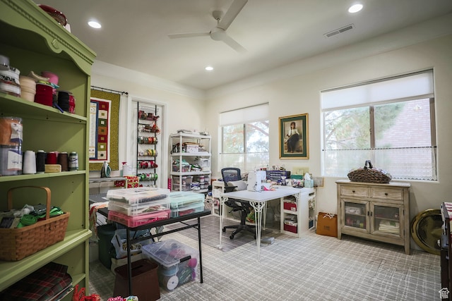 836 E St James Ln, St George, UT 84790 - office area featuring carpet flooring and ceiling fan