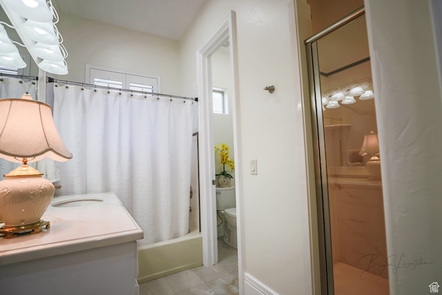 836 E St James Ln, St George, UT 84790 - full bathroom with vanity, tile flooring, toilet, and shower / bath combination with curtain