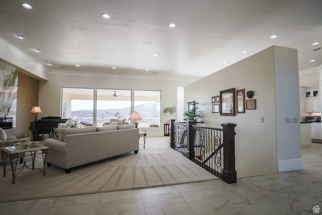 836 E St James Ln, St George, UT 84790 - living room with crown molding and light tile flooring