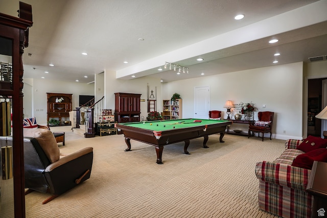 836 E St James Ln, St George, UT 84790 - rec room with light colored carpet and billiards