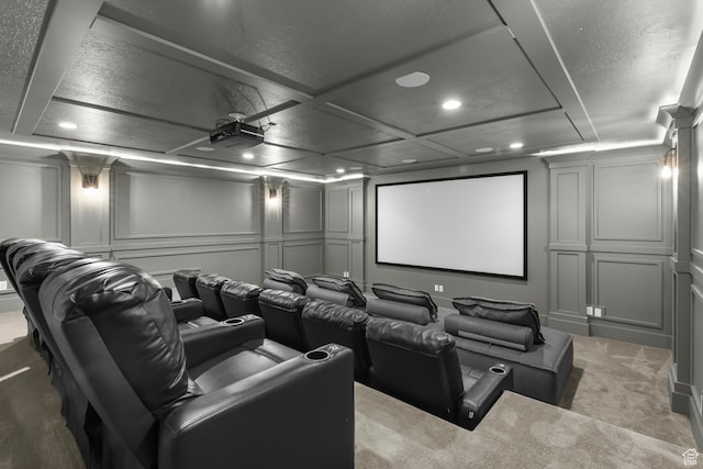 3297 W Blue Springs Ln, Bluffdale, UT 84065 - home theater with light carpet and coffered ceiling