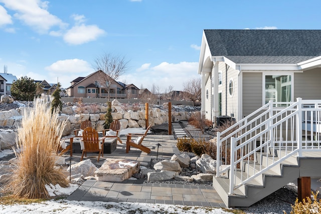 3297 W Blue Springs Ln, Bluffdale, UT 84065 - snow covered patio with an outdoor fire pit