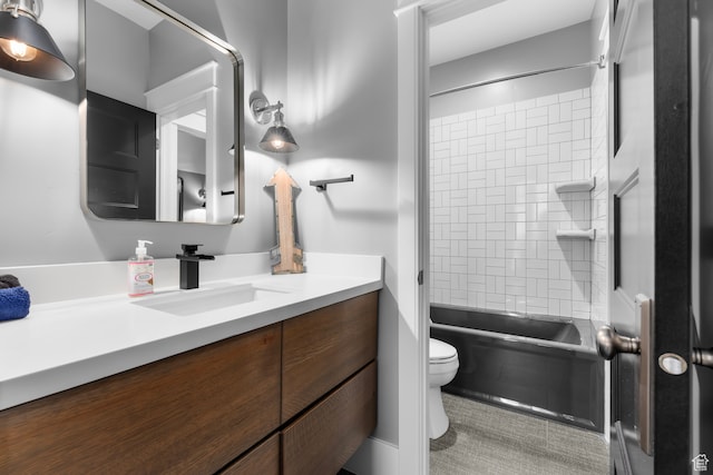 3297 W Blue Springs Ln, Bluffdale, UT 84065 - full bathroom featuring tiled shower / bath, tile patterned floors, vanity, and toilet