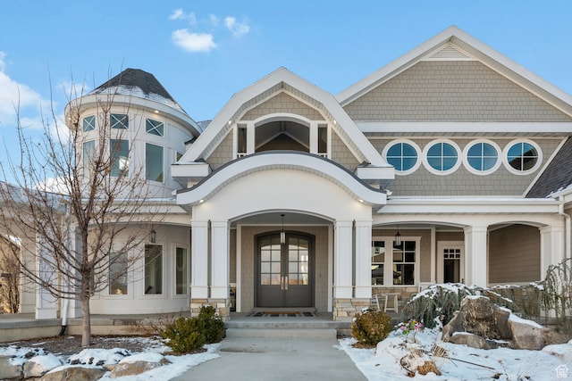 3297 W Blue Springs Ln, Bluffdale, UT 84065 - snow covered property entrance with french doors