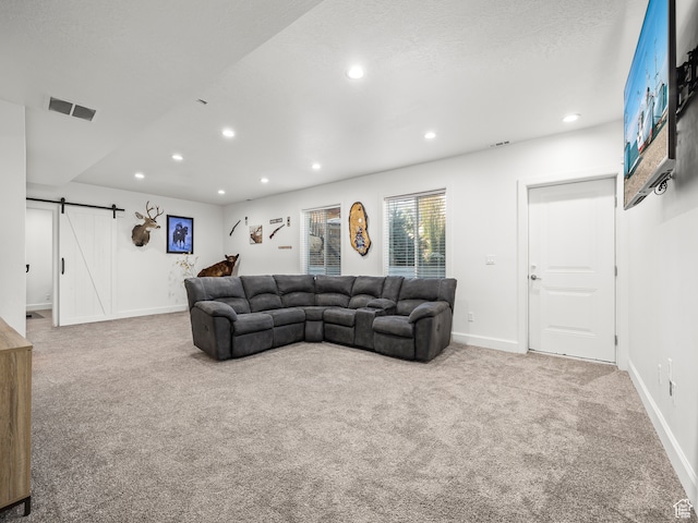 632 W 1460 S, Spanish Fork, UT 84660 - living room with light carpet and a barn door