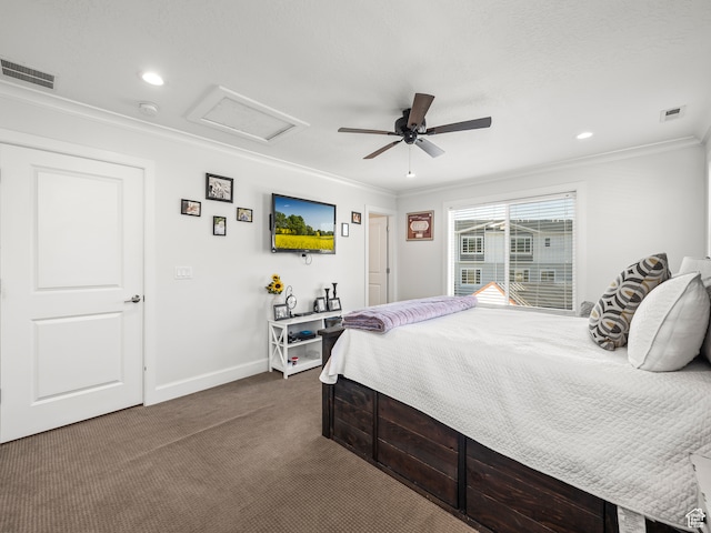 632 W 1460 S, Spanish Fork, UT 84660 - carpeted bedroom with crown molding and ceiling fan