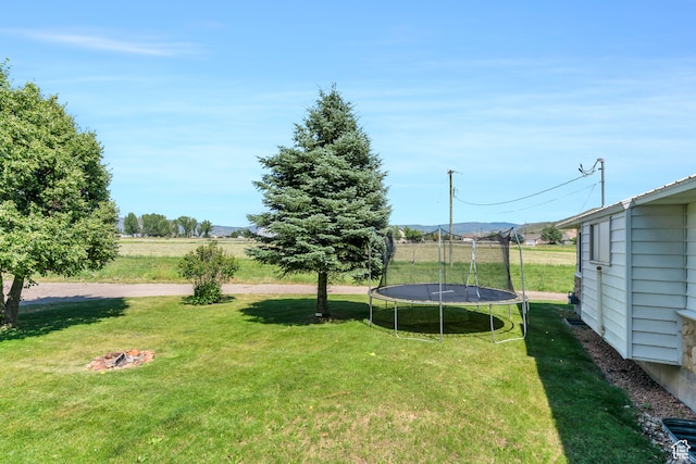 view of yard featuring a trampoline