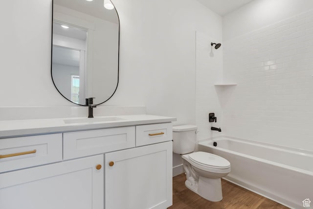 1208 W View Dr S, Santaquin, UT 84655 - bathroom featuring vanity, wood finished floors, and washtub / shower combination