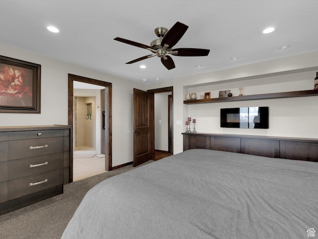 1271 E Oakridge Rd S, Park City, UT 84098 - bedroom featuring light colored carpet, a ceiling fan, and recessed lighting