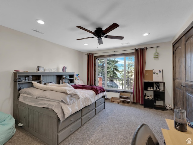1271 E Oakridge Rd S, Park City, UT 84098 - bedroom featuring light carpet, visible vents, and recessed lighting