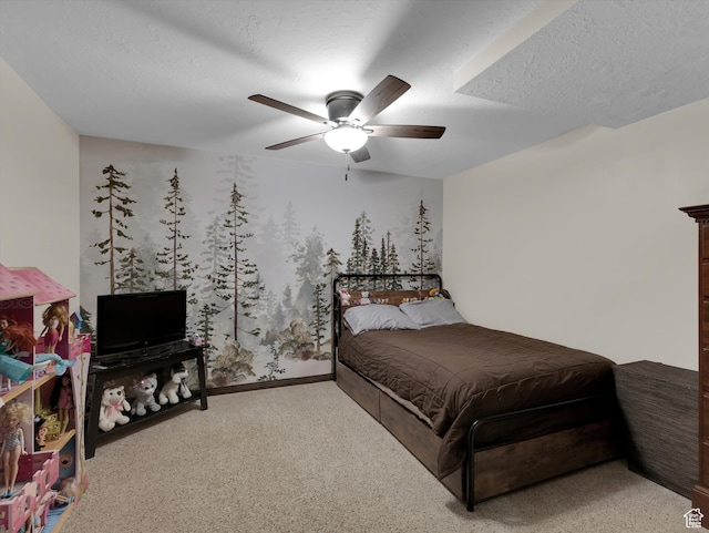 1271 E Oakridge Rd S, Park City, UT 84098 - bedroom with a textured ceiling, carpet floors, and ceiling fan