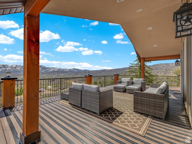 1271 E Oakridge Rd S, Park City, UT 84098 - wooden terrace with a mountain view and an outdoor living space