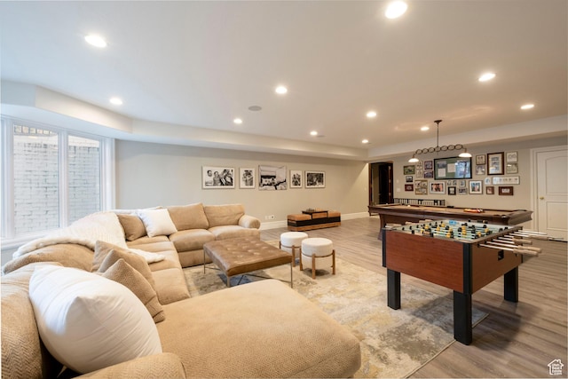 2227 E 5340 S, Holladay, UT 84117 - rec room featuring recessed lighting, baseboards, wood finished floors, and billiards