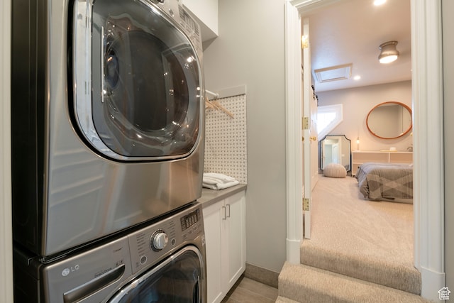 2227 E 5340 S, Holladay, UT 84117 - laundry area with laundry area, carpet, and stacked washing maching and dryer