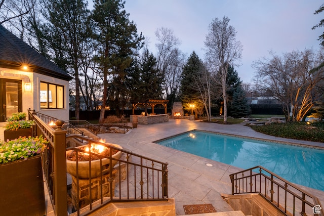 2227 E 5340 S, Holladay, UT 84117 - outdoor pool featuring a patio area, a pergola, and an outdoor fire pit