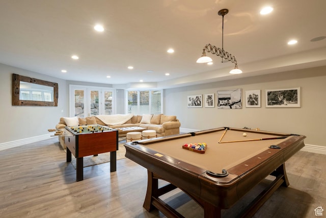 2227 E 5340 S, Holladay, UT 84117 - recreation room featuring recessed lighting, baseboards, wood finished floors, and billiards