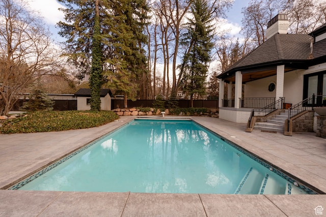 2227 E 5340 S, Holladay, UT 84117 - view of swimming pool featuring a fenced in pool, an outdoor structure, a patio, and fence