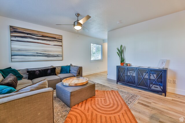 112 E 730 N Unit 102, Tooele, UT 84074 - living room with light hardwood / wood-style flooring and ceiling fan