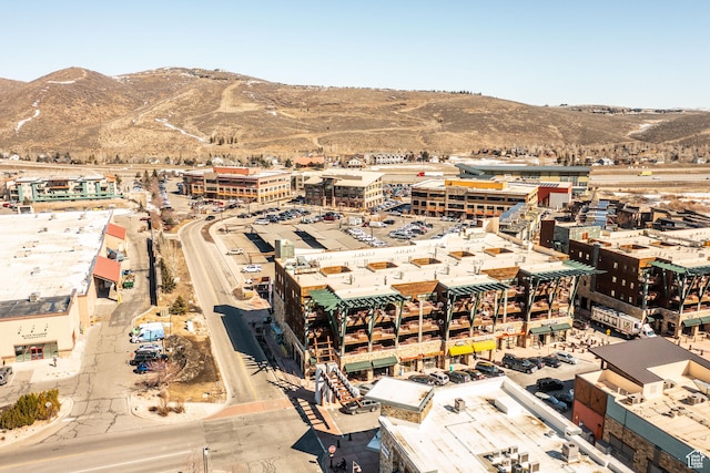 bird's eye view with a mountain view