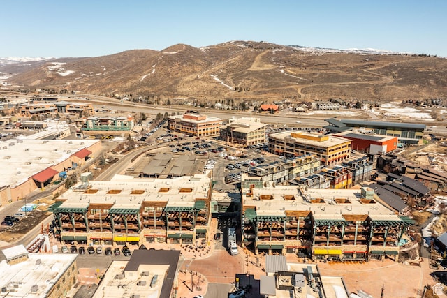 drone / aerial view with a mountain view