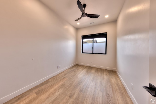 2194 Salida Del Sol, Moab, UT 84532 - unfurnished room featuring visible vents, ceiling fan, light wood-type flooring, and baseboards