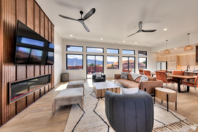 2194 Salida Del Sol, Moab, UT 84532 - living area featuring recessed lighting, light wood-style flooring, and ceiling fan