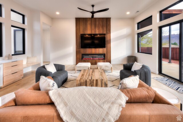 2194 Salida Del Sol, Moab, UT 84532 - living room featuring recessed lighting, baseboards, a ceiling fan, and wood finished floors