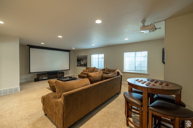 340 E Maple St, Mapleton, UT 84664 - carpeted home theater with a textured ceiling