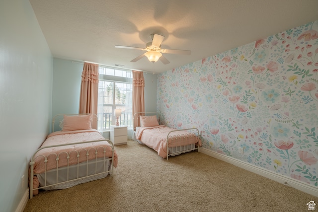 340 E Maple St, Mapleton, UT 84664 - carpeted bedroom featuring ceiling fan and a textured ceiling