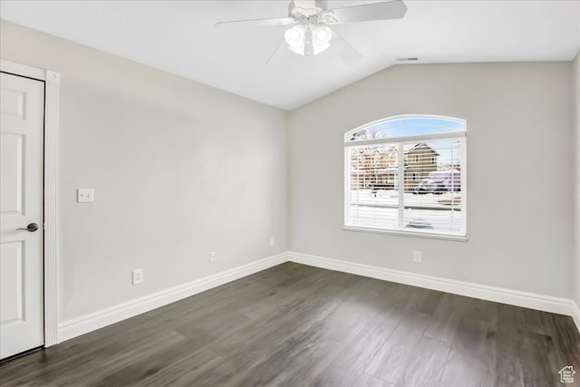 1075 W 4175 S, Riverdale, UT 84405 - empty room featuring ceiling fan, lofted ceiling, and dark wood-type flooring