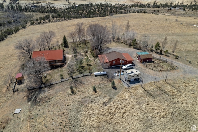 drone / aerial view with a rural view