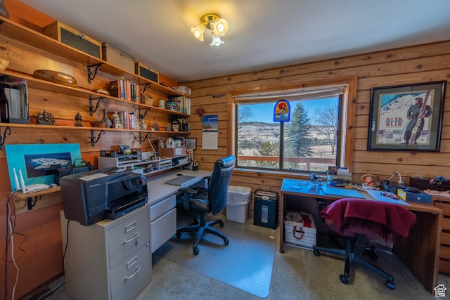 office with wood walls