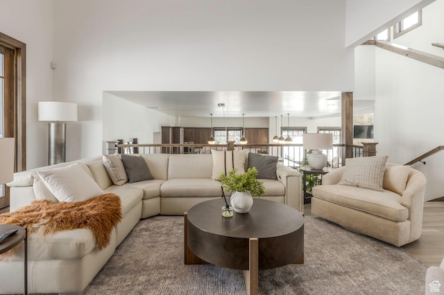 1905 E Kings Peak Cir, Heber City, UT 84032 - living area with a high ceiling and wood finished floors