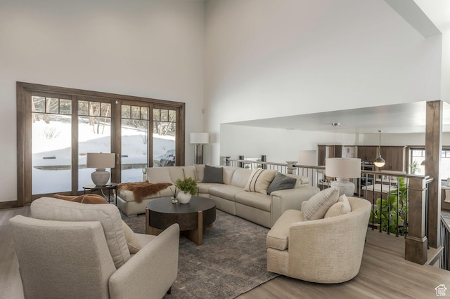 1905 E Kings Peak Cir, Heber City, UT 84032 - living area featuring a high ceiling and wood finished floors