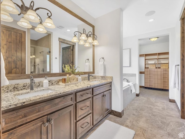 1707 E Kings Peak Cir N, Heber City, UT 84032 - full bath with double vanity, a bath, and a shower with door