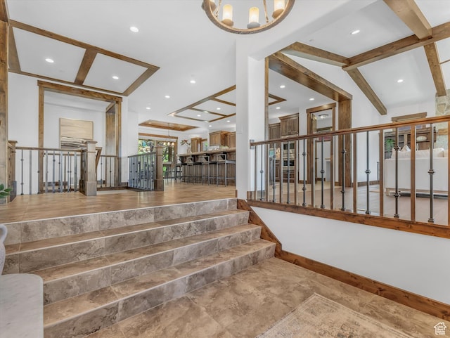 1707 E Kings Peak Cir N, Heber City, UT 84032 - stairway featuring recessed lighting and a chandelier