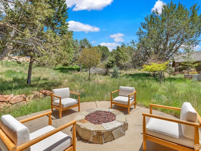 1707 E Kings Peak Cir N, Heber City, UT 84032 - view of patio / terrace featuring a fire pit