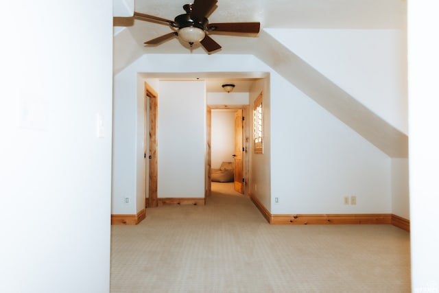 493 N 12500 W, Bluebell, UT 84007 - additional living space with light carpet, lofted ceiling, and ceiling fan