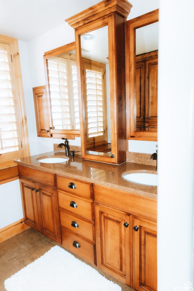 493 N 12500 W, Bluebell, UT 84007 - bathroom with dual sinks, large vanity, and tile floors