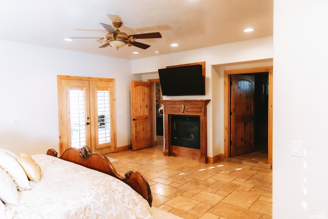 493 N 12500 W, Bluebell, UT 84007 - bedroom with french doors, ceiling fan, light tile floors, and access to outside
