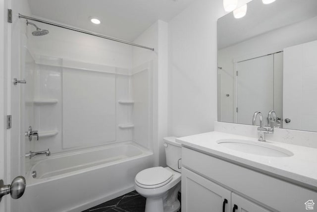 4119 S Winder Ward Dr E Unit 3-106, Millcreek, UT 84124 - bathroom featuring toilet, shower / washtub combination, vanity, and recessed lighting